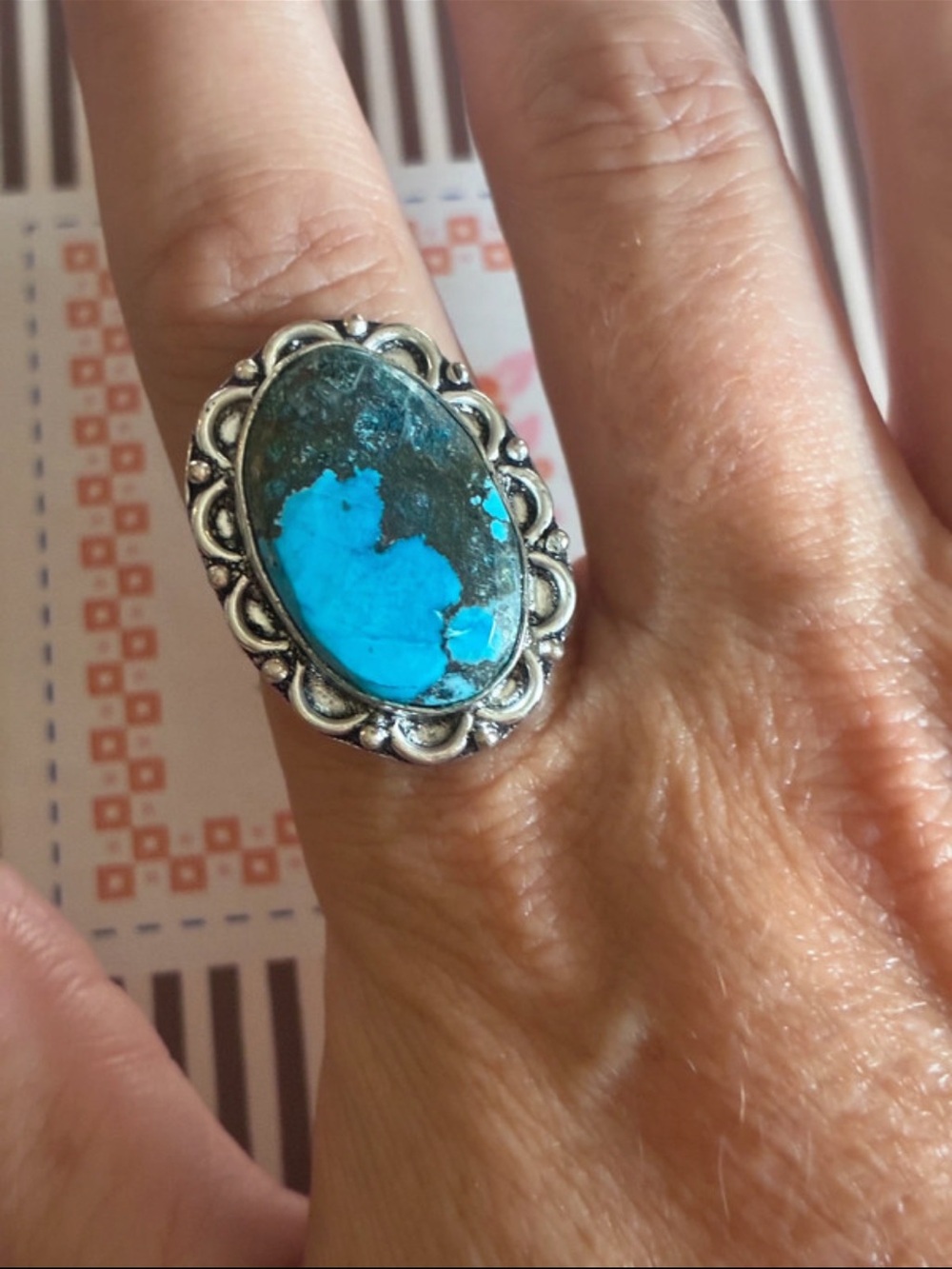 925 Silver Turquoise Gemstone Vintage STYLE Ring 9.5